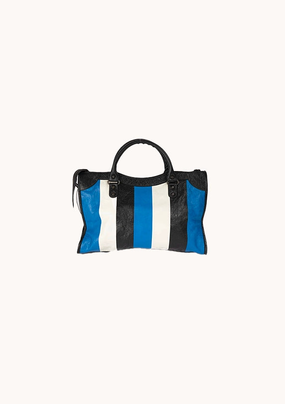 Sac city en cuir tricolore Noire, Blanc et Bleu